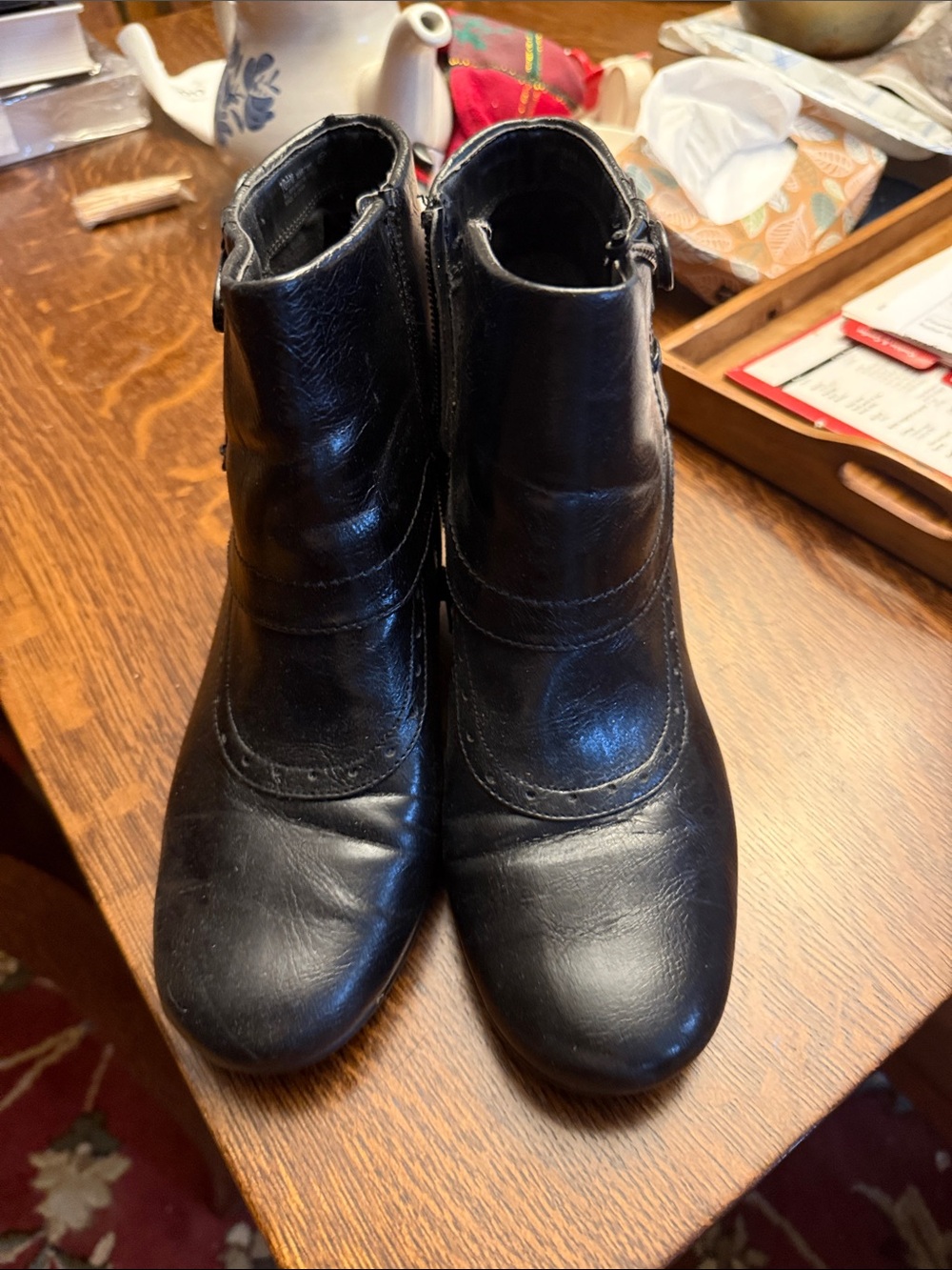 Women's Black Leather Ankle Boots